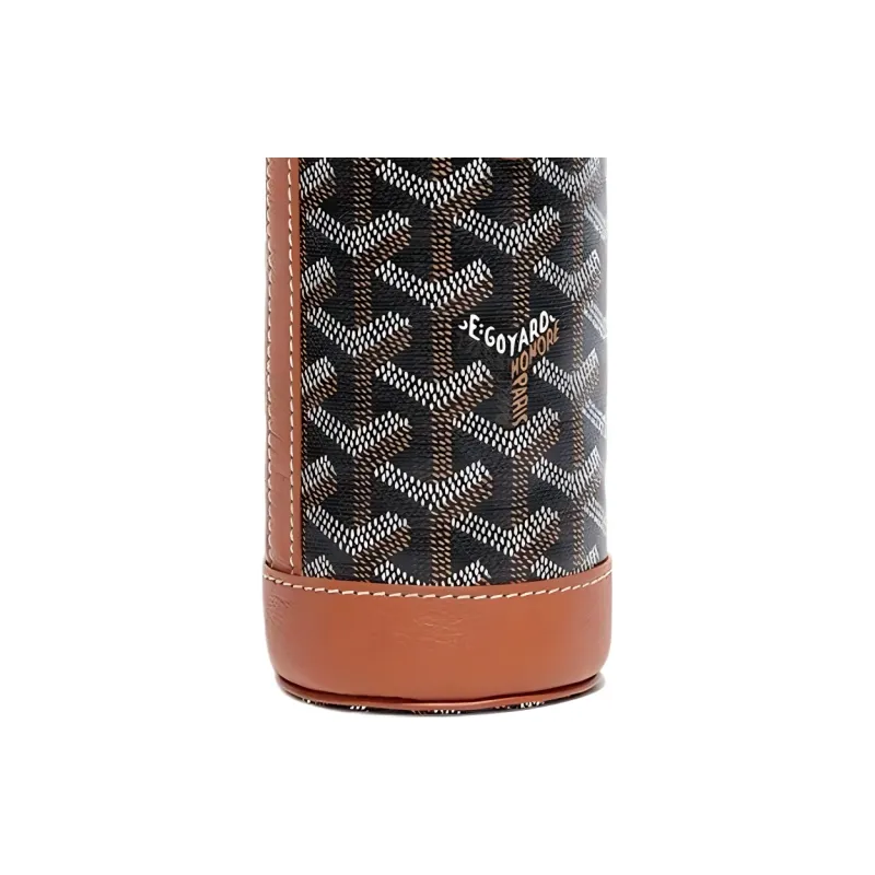 GOYARD YONNE Canvas With Calfskin Water Bottle Bag Shoulder Bag Crossbody Bag Medium Size Unisex Black & Brown-2
