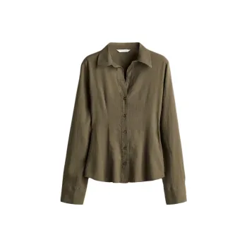 H&M Shirt Women's Dark Khaki Green