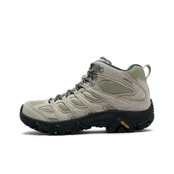 MERRELL MOAB 3 Slip Resistant, Abrasion Resistant, Waterproof Mid Top Hiking Shoes Men's Light Gray Green