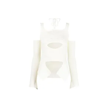 ANDREĀDAMO Cut out Detail Ribbed Knit Top