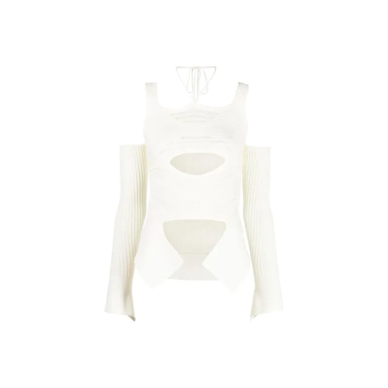 ANDREĀDAMO Cut out Detail Ribbed Knit Top-0