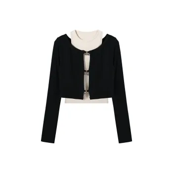 PAIN OR PLEASURE Spring And Fall Season Knitwear Women's Black White