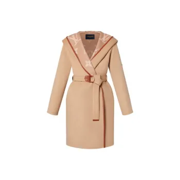 LOUIS VUITTON Belted Double Face Hooded Wrap Coat