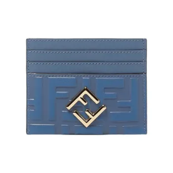 FENDI FF Diamonds Series Calfskin Card Holder Women's Blue