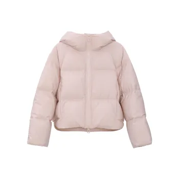 Fstudio Hooded 90 Fill Power White Duck Down Puffer Jacket Cropped Down Jacket Coat Women's