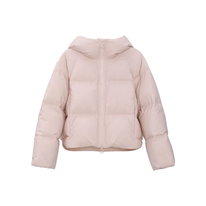 Fstudio Hooded 90 Fill Power White Duck Down Puffer Jacket Cropped Down Jacket Coat Women's-0