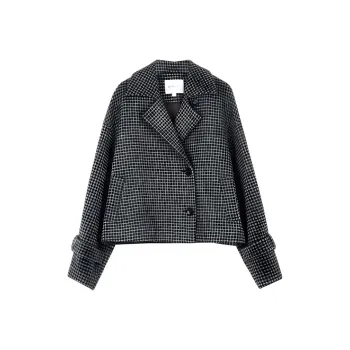 BLUEerror Jackets Coats Women's Black Houndstooth