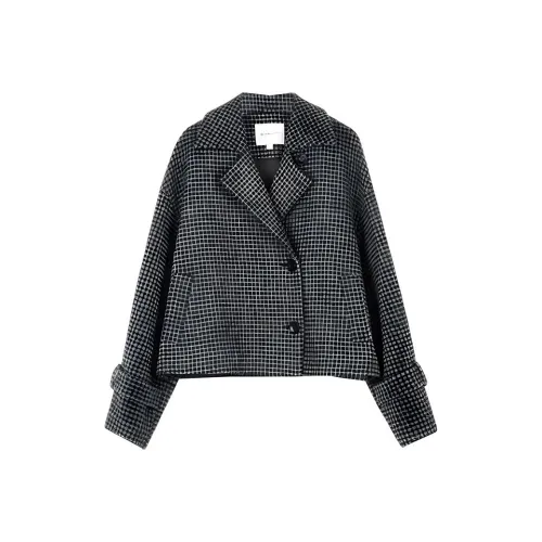 BLUEerror Jackets Coats Women's Black Houndstooth