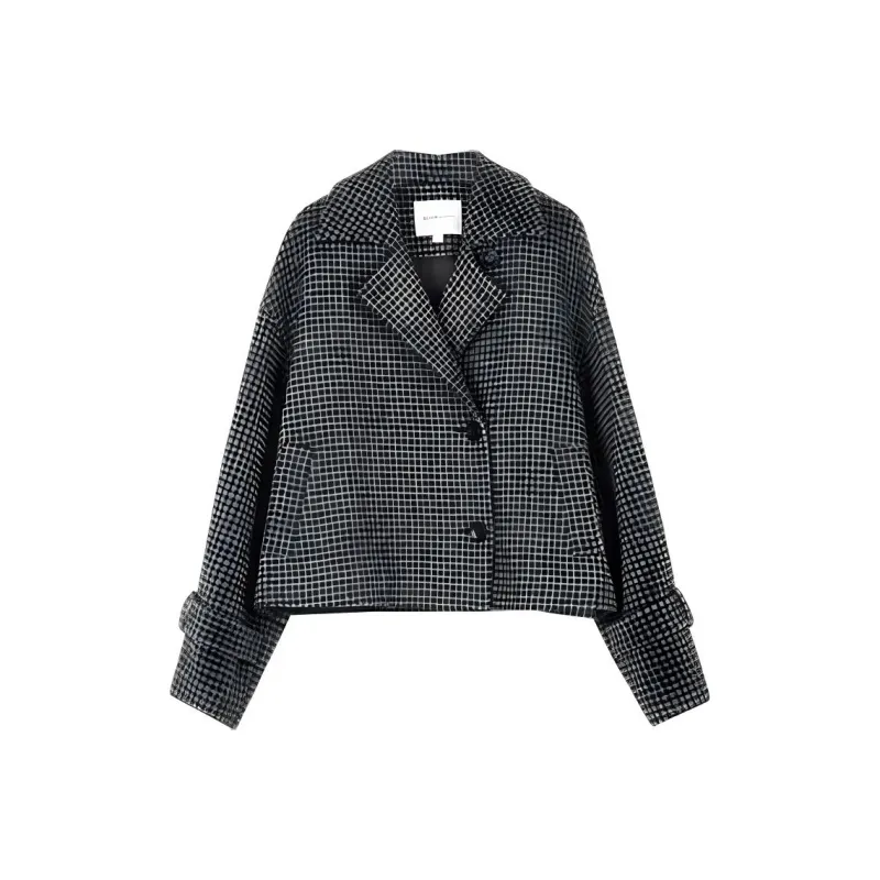 BLUEerror Jackets & Coats Women's Black Houndstooth-0