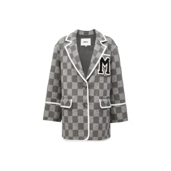 ONLY Coats Women's H01 Gray Checkerboard