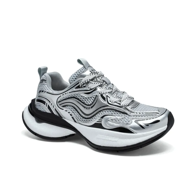 JEEP SPIRIT Slip Resistant, Breathable, Lightweight Low Top Chunky Sneakers Men's Premium Silver-2
