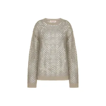Valentino Open Knit Straight Hem Crewneck Jumper