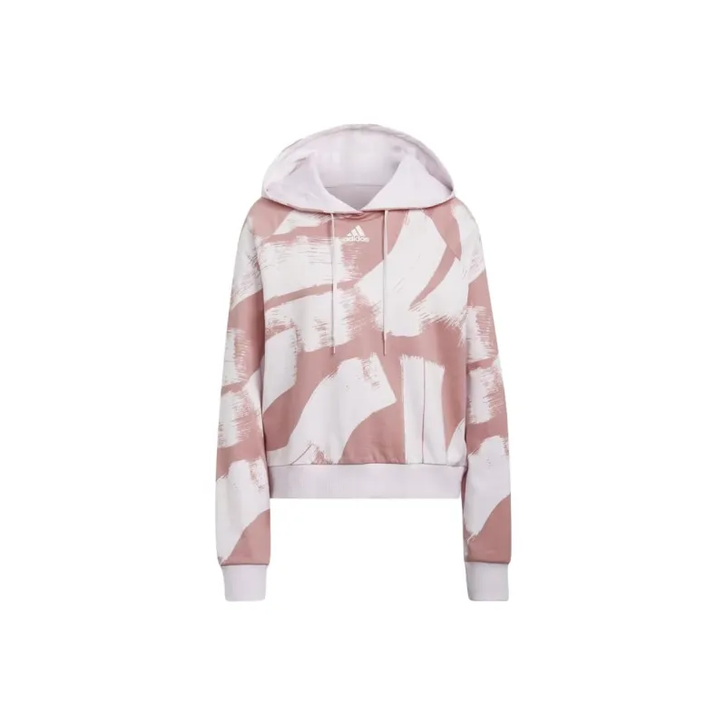 Adidas Essentials Print Relaxed Hoodie Sweatshirt Women's Pink-0