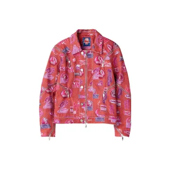 HYSTERIC GLAMOUR X Kiko Kostadinov Women's Zip Moto Jacket Pink