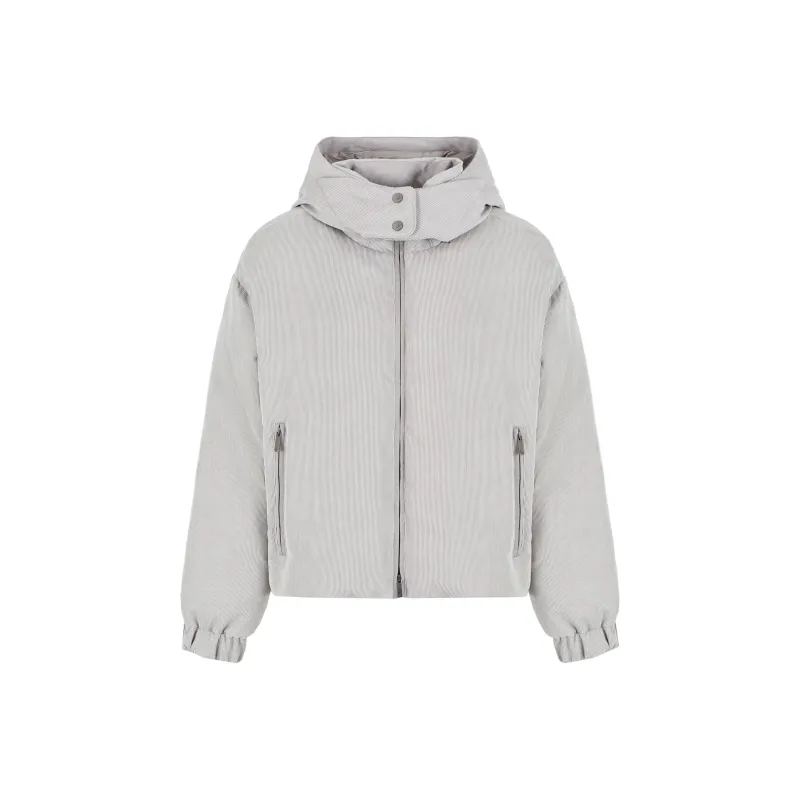 EMPORIO ARMANI Asv Water repellent Corduroy Down Jacket With Hood And Recycled Down-0