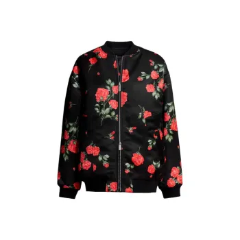 H&M X Magda Butrym Oversized Reversible Bomber Jacket Black/Roses