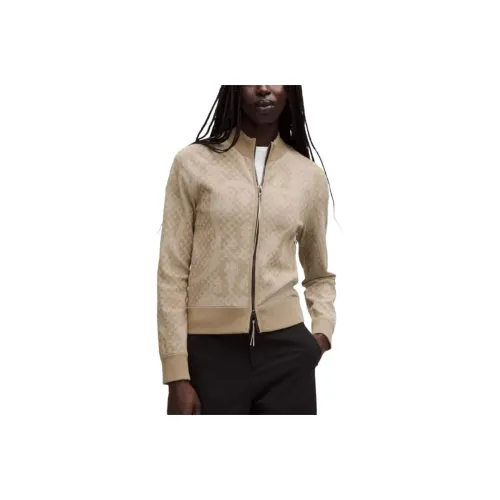 Lululemon x SLNSH Two Tone Fitted Full Zip Sweater Knitwear Women's Mojave Tan/Sheer Oak