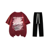 Clothing Set (Noble Red T-Shirt+Black Casual Pants)