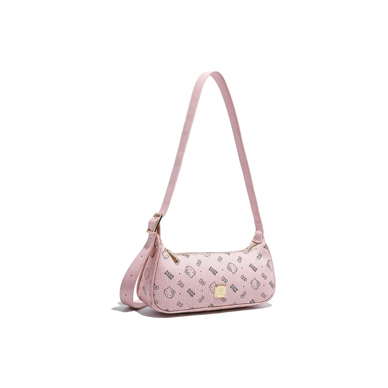 MESUCA Sanrio Hello Kitty Collaboration Kitty Series PU Shoulder Bag Women's Pink/Brown/Milk Tea-2