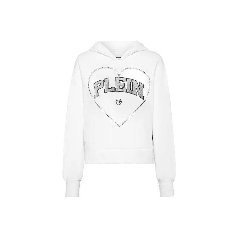 PHILIPP PLEIN Heart motif Rhinestone embellished Hoodie-0