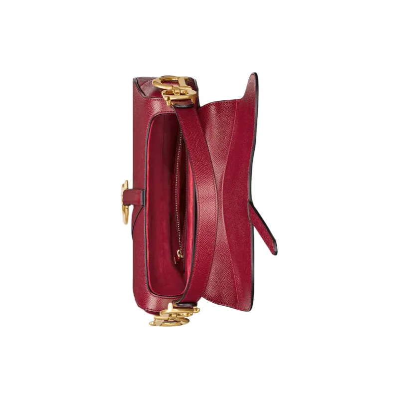 DIOR Saddle Calfskin Saddle Bag, One Shoulder Handbag Women's Cherry Red-4
