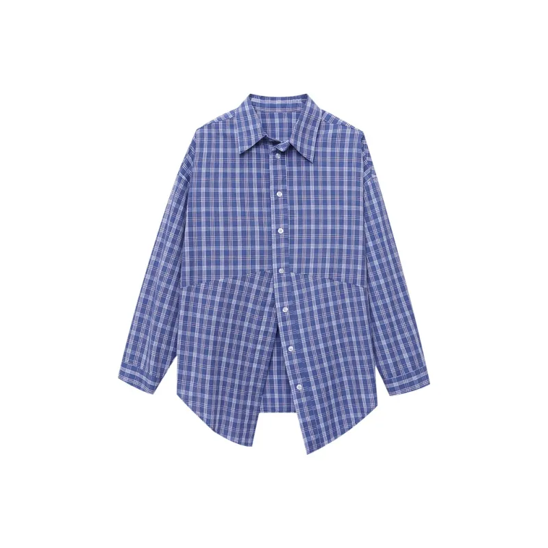 CHARM PICK Shirt Women's Blue Stripes Pattern-0