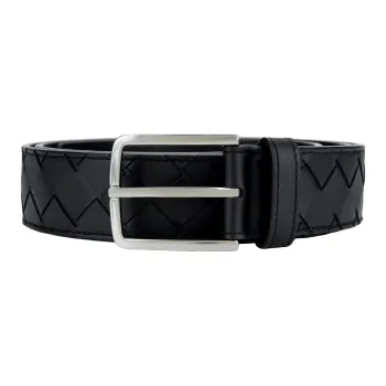 Bottega Veneta Cow Leather Belts Men's Black Width 3.5cm