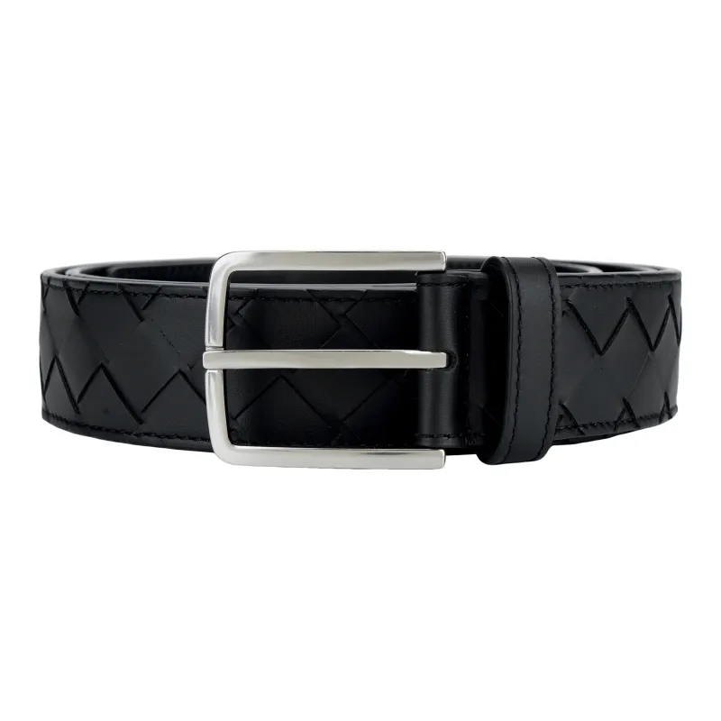 Bottega Veneta Cow Leather Belts Men's Black Width 3.5cm-0