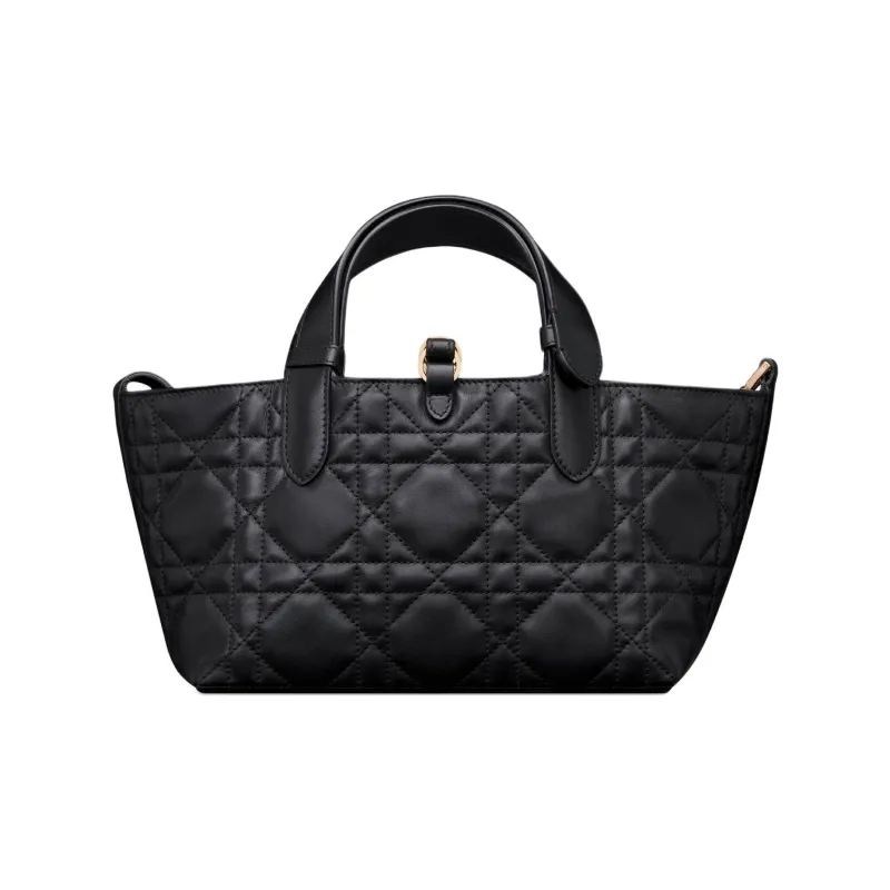 DIOR Toujours Cow Leather Native Handbag Trumpets Women's Black-4