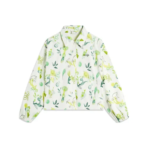 LiNing Chinese Culture Series Jackets Coats Women's Yellow Green All Over Print