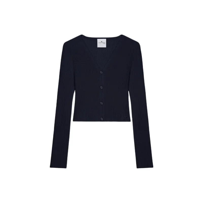 COURREGES Cropped Fine ribbed Cardigan-0