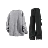 Gray Knitwear+Black Pants