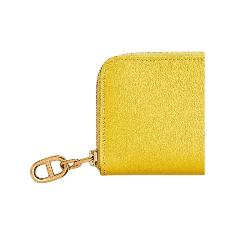 HERMES ZipengoChaine D'Ancre Evercolor Calfskin Card Holder Women's 9O Jaune De Naples Yellow-2