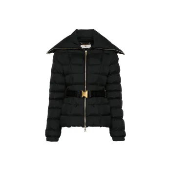 Elisabetta Franchi Wide Collared Belted Jacket
