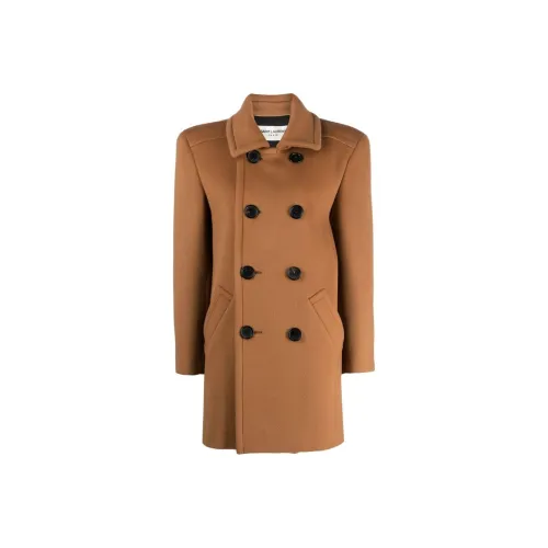 SAINT LAURENT Double-Breasted Long-Sleeved Coat
