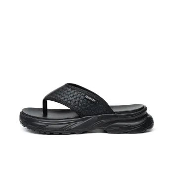 FED EVA Leather Patchwork Slip Resistant Flip Flops Men's Black