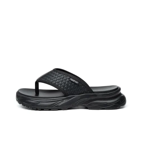FED EVA Leather Patchwork Slip Resistant Flip Flops Men's Black