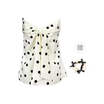 TURN UP Strapless Top Women's Black White Polka Dot