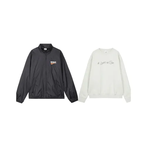 Nike Casual Sportswear Unisex Set Black Jacket+Beige Sweatshirt