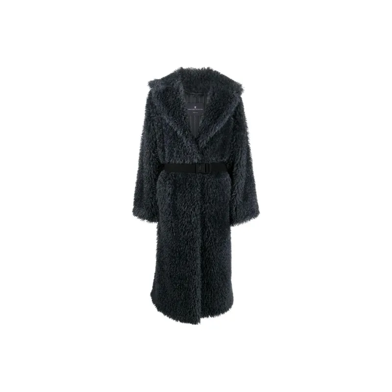 ERMANNO SCERVINO Belted Straight Hem Shearling Coat-0