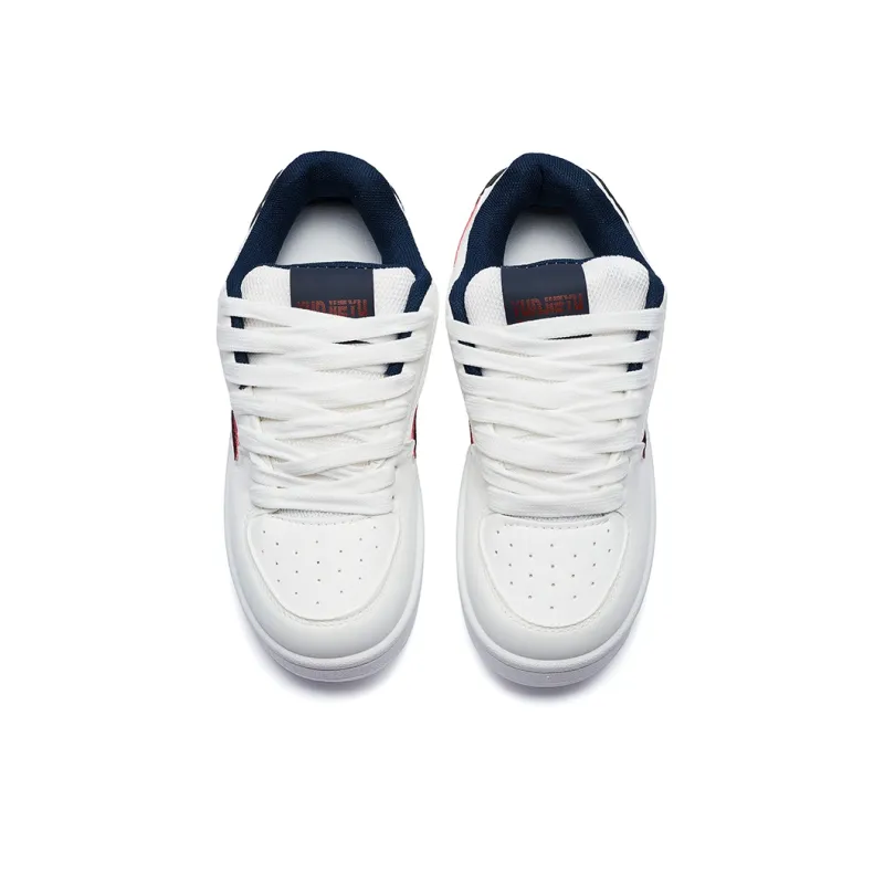 Cat Seven Seeks Anti Slip Wear Resistant Low Top Skateboard Shoes Women's White Red-2