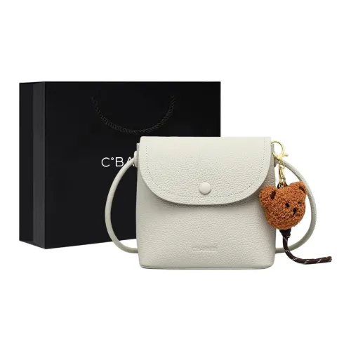 C°BANNER Cow Leather Crossbody Bag, Shoulder Bag Small Size Women's Ecru/Elephant Gray