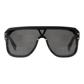 LOUIS VUITTON Metal Parts Irregular Shape Sunglasses Men's Black