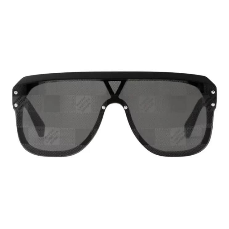 LOUIS VUITTON Metal Parts Irregular Shape Sunglasses Men's Black-0