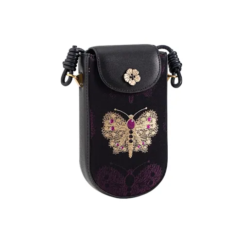Shanghai Story Cell Phone Pouch Cow Leather Women's Dark Reddish Purple