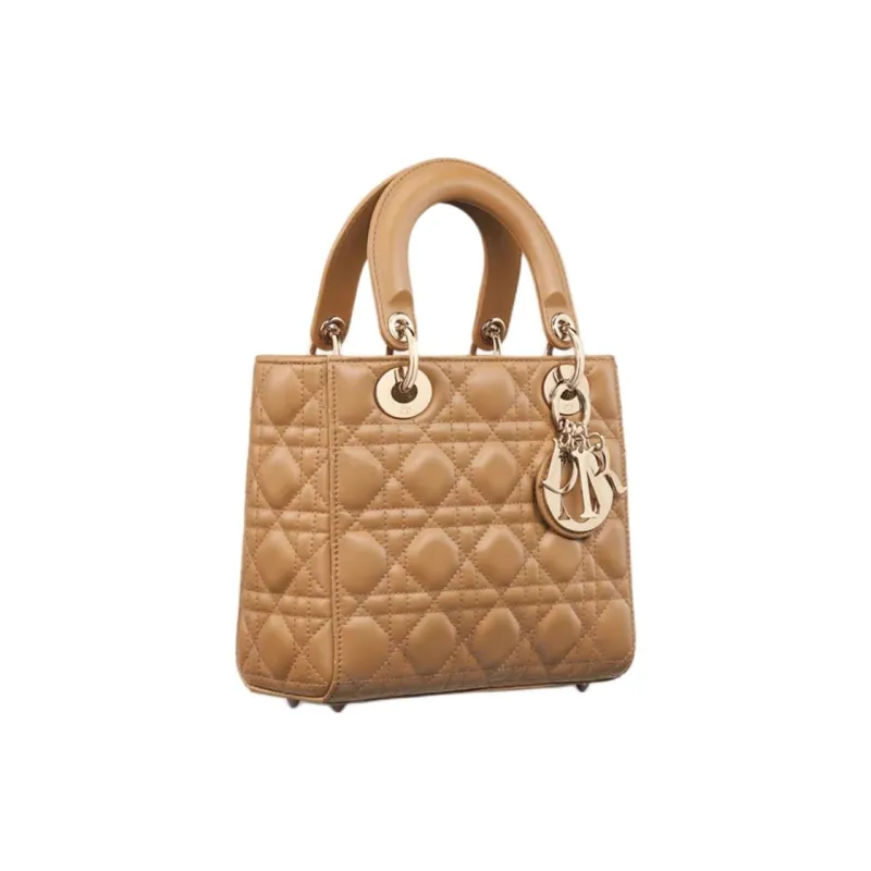 DIOR Lady Dior My ABCDior Lambskin One Shoulder Handbag Small Size Women's Light Gold-1