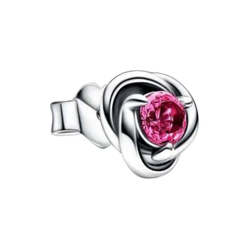 Pandora Artificial Crystal, Sterling Silver Stud Earrings Women's Pink-1