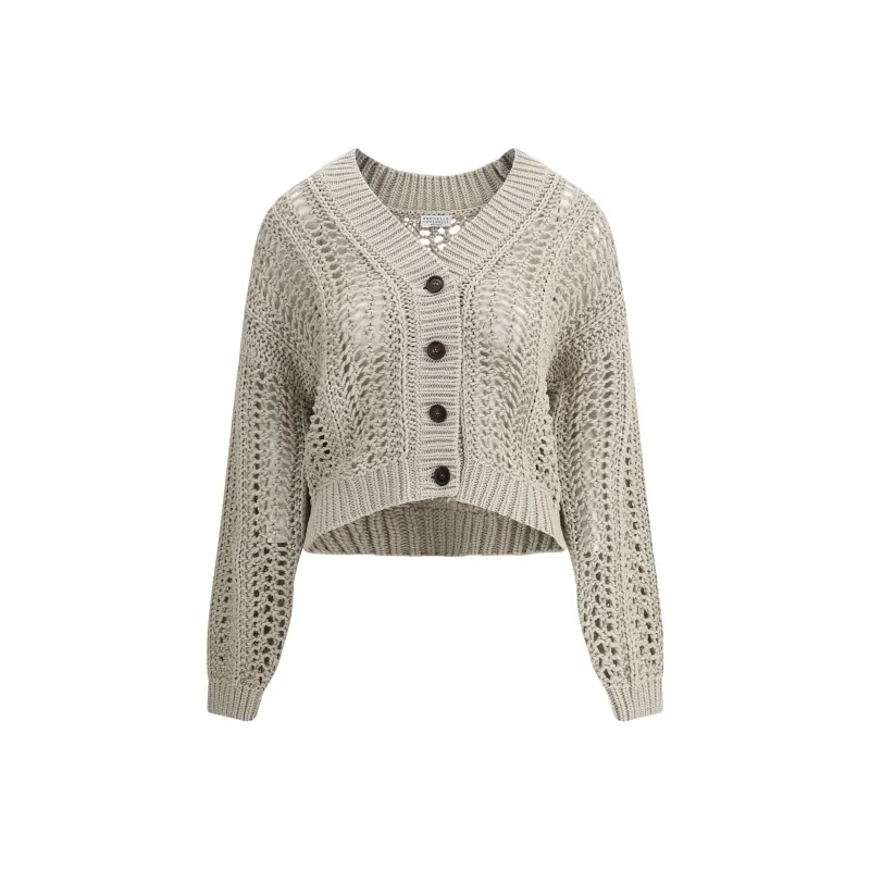 Brunello Cucinelli Long Sleeved Open Knit Cardigan-0