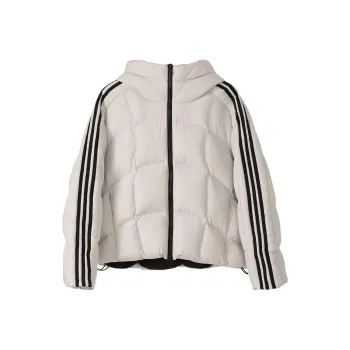 Fstudio Hooded Long Sleeved Solid Color Down Jacket Women's Beige