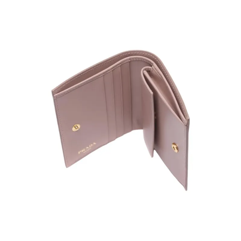 PRADA Cow Leather Wallet Women's Pink Beige-3